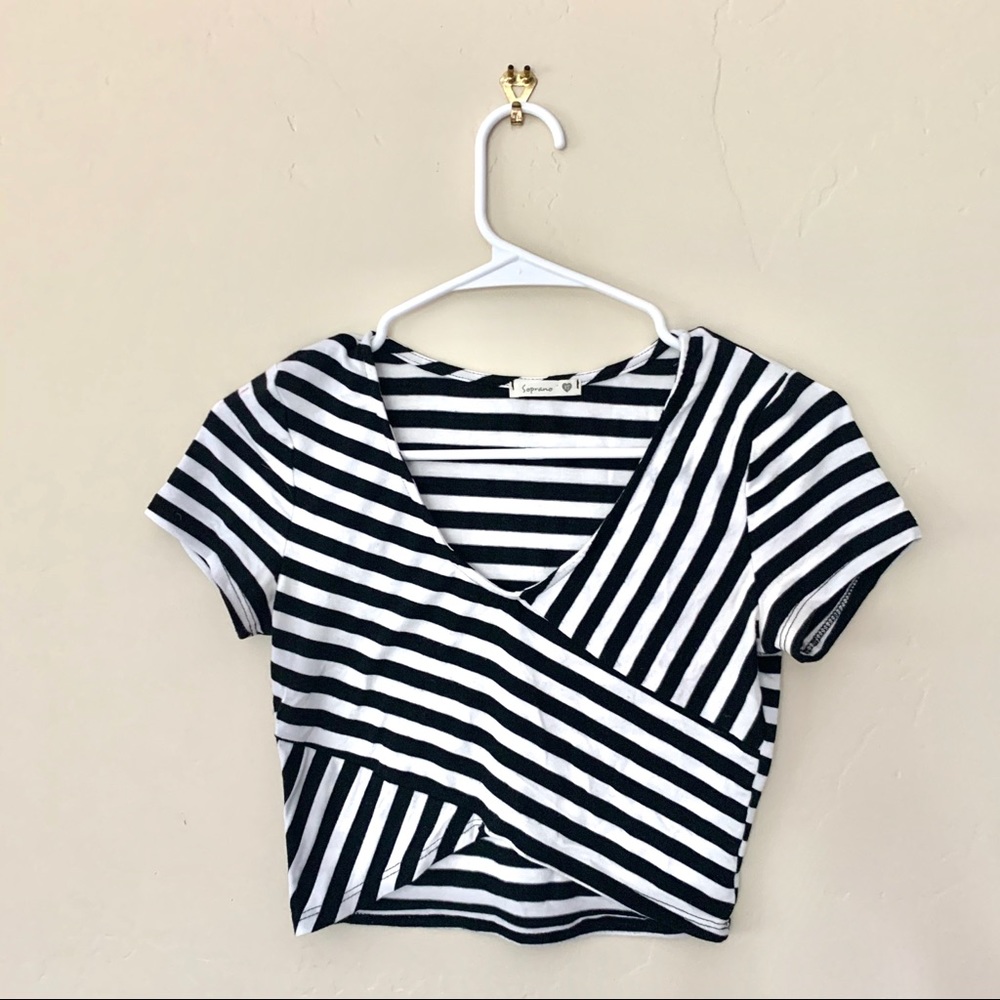 Back and white striped crop top